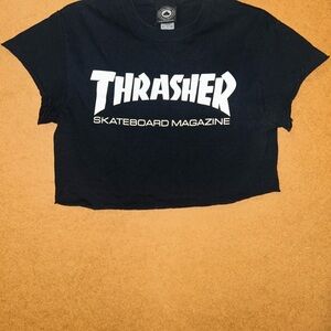Thrasher Black and White Logo Crop Top